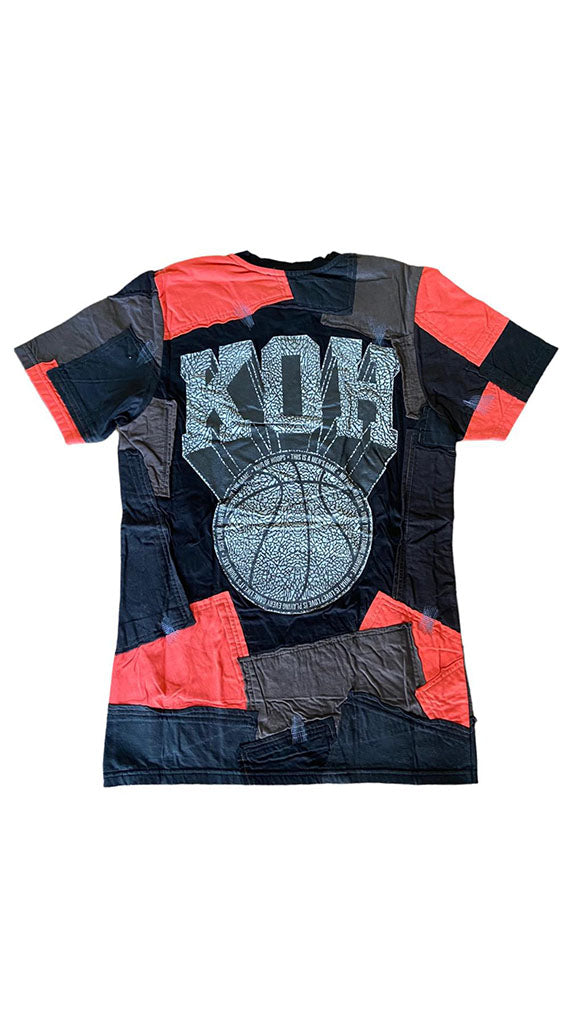 Massimo Sabbadin t shirt patchwork pezzo unico patchwork di t shirt vintage di Michael Jordan vostibilità regular fatta a mano in italia