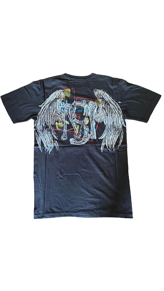 vintage rock t shirt dei Metallica con stampa strass lodo di Massimo Sabbadin fatto a mano è un pezzo unico può contenere imperfezioni date dal capo vintage