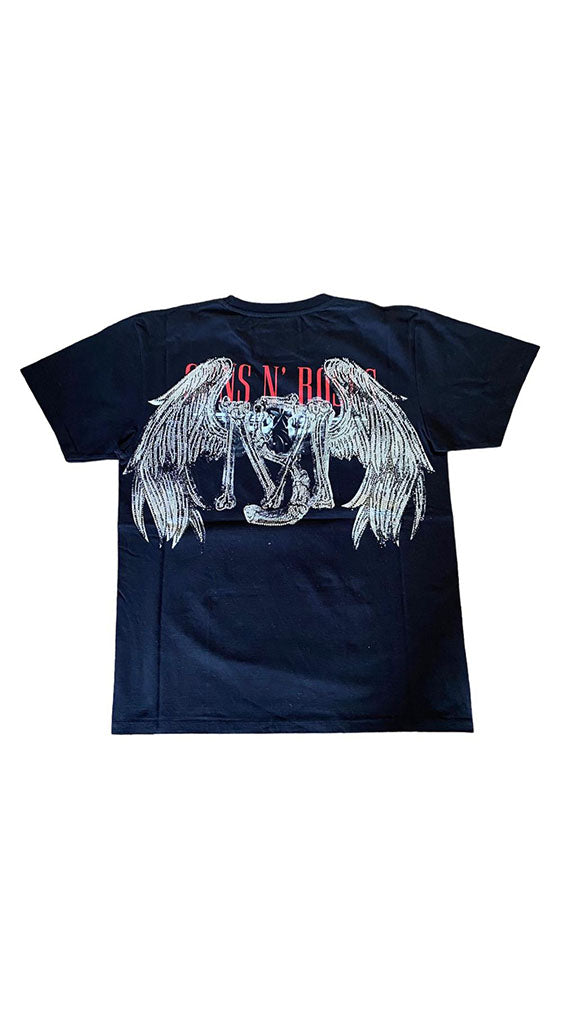 vintage rock t shirt dei Guns n' Roses con stampa strass lodo di Massimo Sabbadin fatto a mano è un pezzo unico può contenere imperfezioni date dal capo vintage