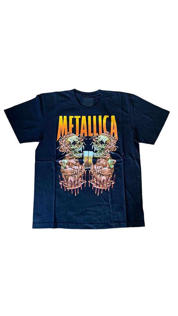vintage rock t shirt dei Metallica con stampa strass lodo di Massimo Sabbadin fatto a mano è un pezzo unico può contenere imperfezioni date dal capo vintage