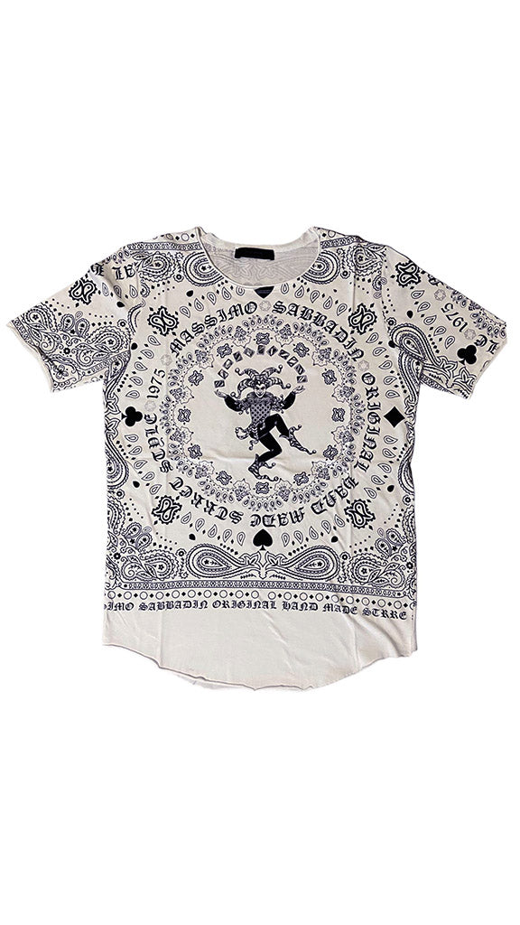 massimo sabbadin bandana joker t shirt slim fit t shirt maniche aderenti collo ampio stampa bandana massimo sabbadin