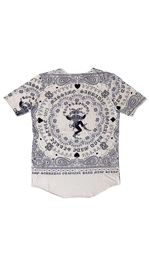 massimo sabbadin bandana joker t shirt slim fit t shirt maniche aderenti collo ampio stampa bandana massimo sabbadin