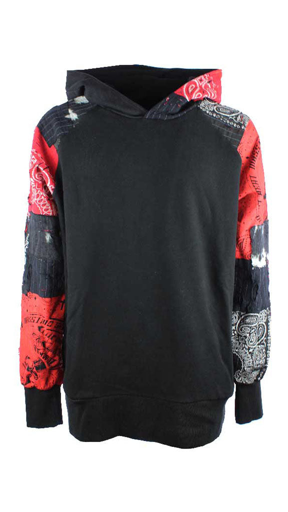 felpa unisex vestibilità oversize maniche e cappuccio realizzate con tecnica di inspirazione boro sashiko, il pattern puo risultare leggermente diverso dettagli realizzati con levis vintage