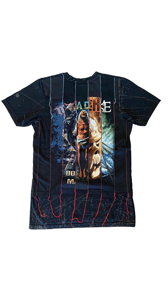 Massimo Sabbadin t shirt patchwork rock patchwork realizzato con 6 t shirt vintage rock vestibilità regular
